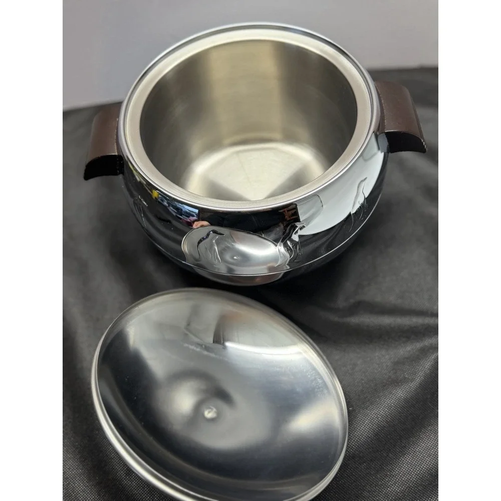Vintage West Bend Stainless Steel Penguin Hot & Cold Server Chrome Ice Bucket